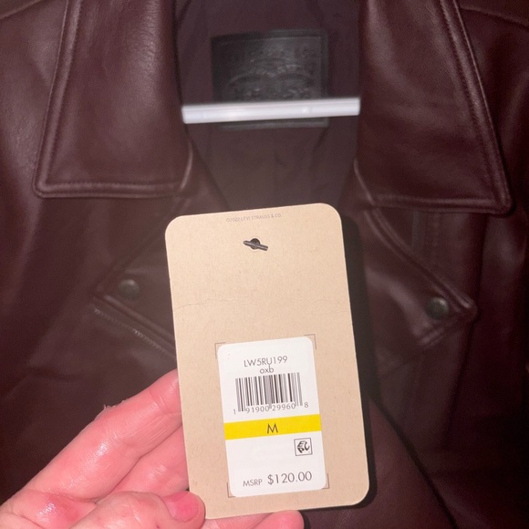 Levi Strauss Burgundy Vegan Leather Jacket Size M- NWT - Picture 2 of 4